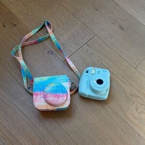 Fujifilm Instax Mini Camera with Multicolor Strap and Case